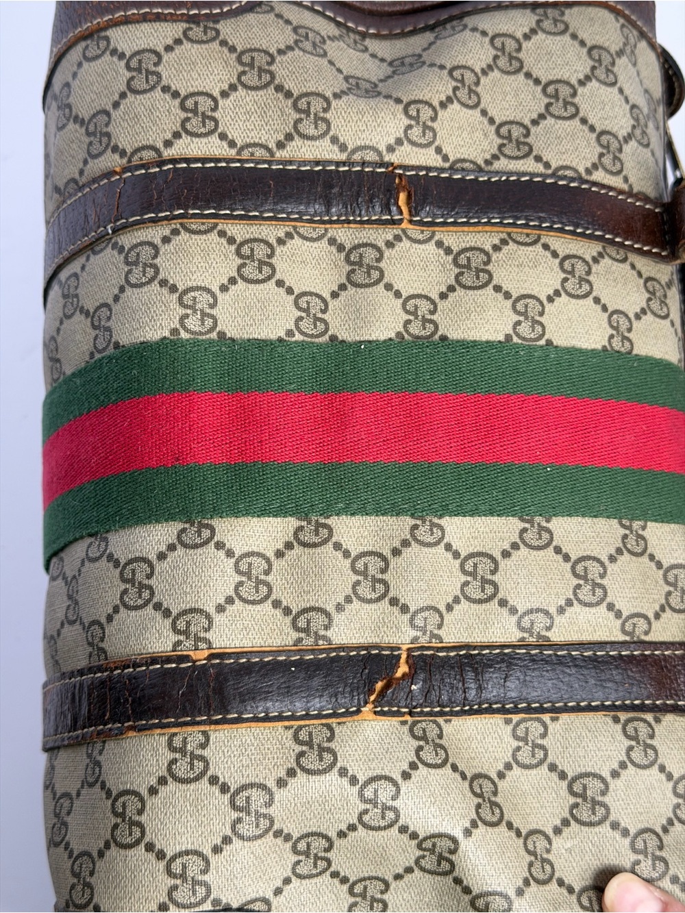 Vintage Gucci GG Monogram Canvas Web Stripe Boston Bag - Picture 8 of 15